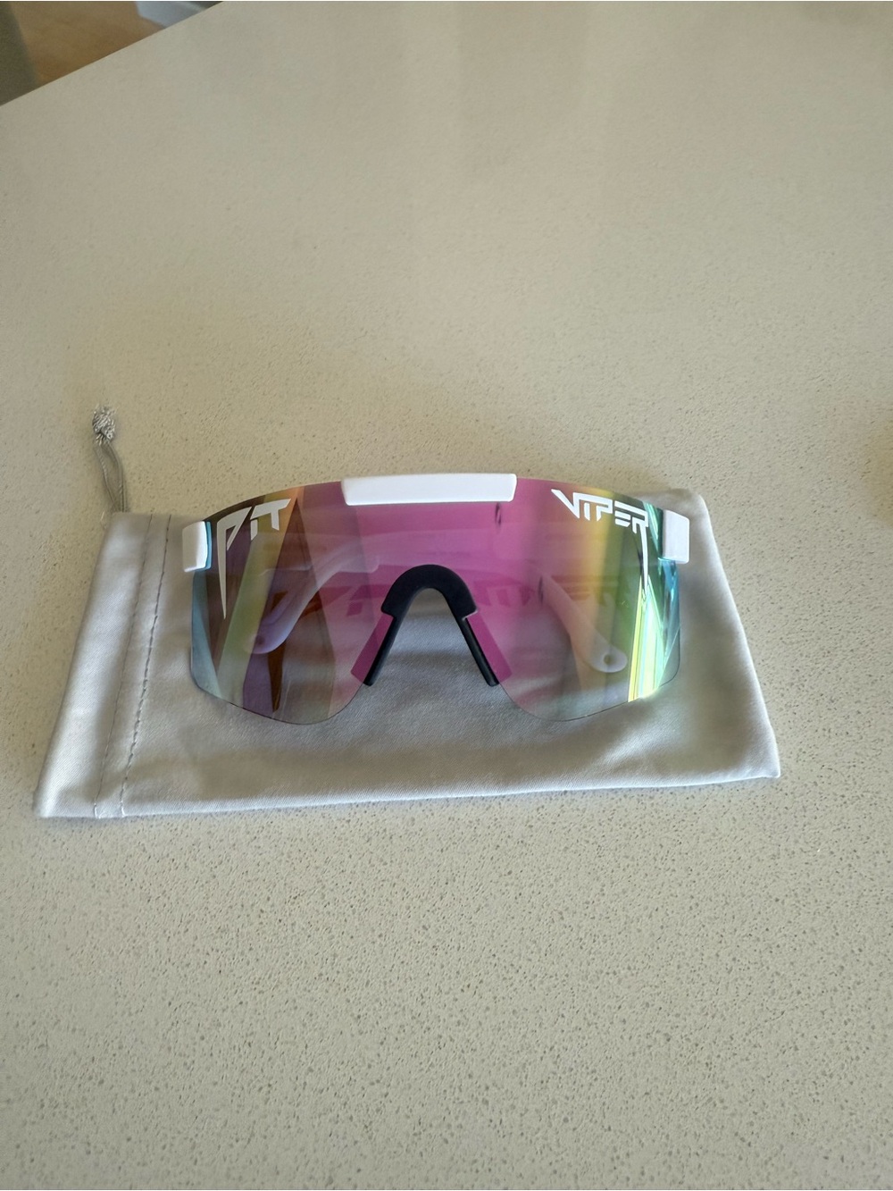 Pit Viper The Miami Nights white shield mirror sunglasses COC41N3 - Picture 4 of 5